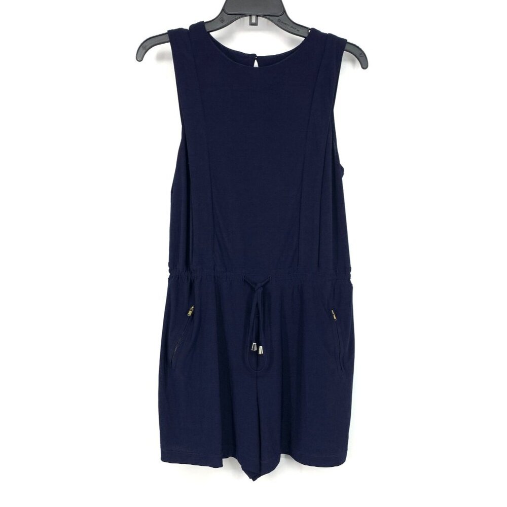 Emma & Michele Romper Blue Jersey Sleeveless Drawstring